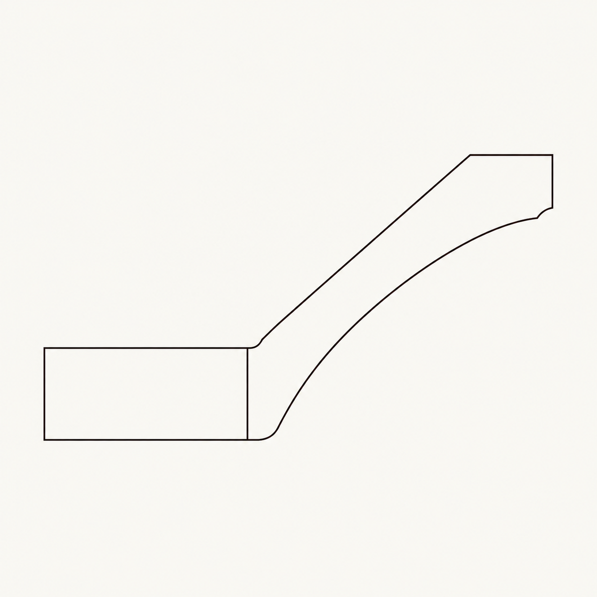 SCM3 5/8 - HEEL — 3 5/8” Shaker Crown Molding Heel | White Shaker - enlarged product illustration