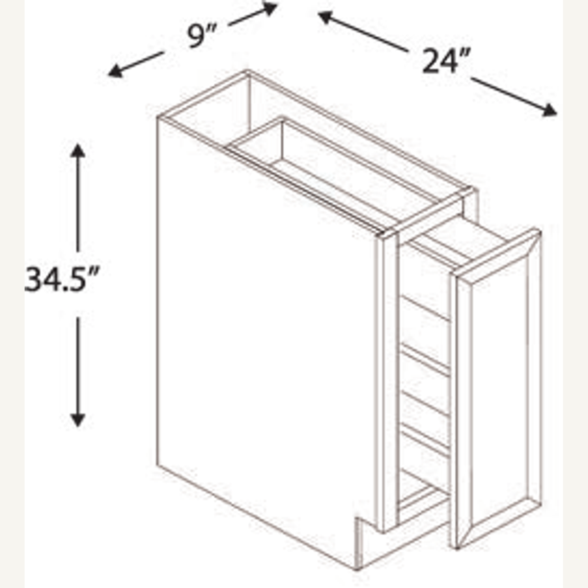 SP09 — Base Spice Rack Cabinet | Grey Shaker - cabinet type illustration