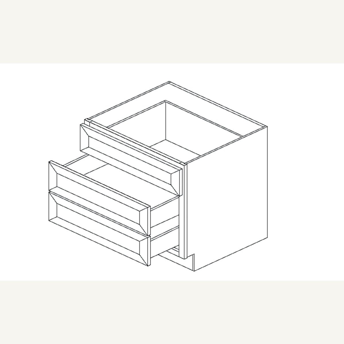 3DB36 — 36” 3 Drawer Base | Grey Shaker - cabinet type illustration