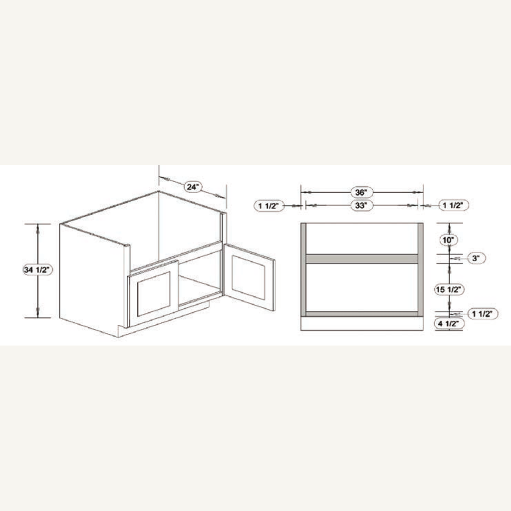 FSM36 — 36” Farm House Sink Base | Grey Shaker - cabinet type illustration