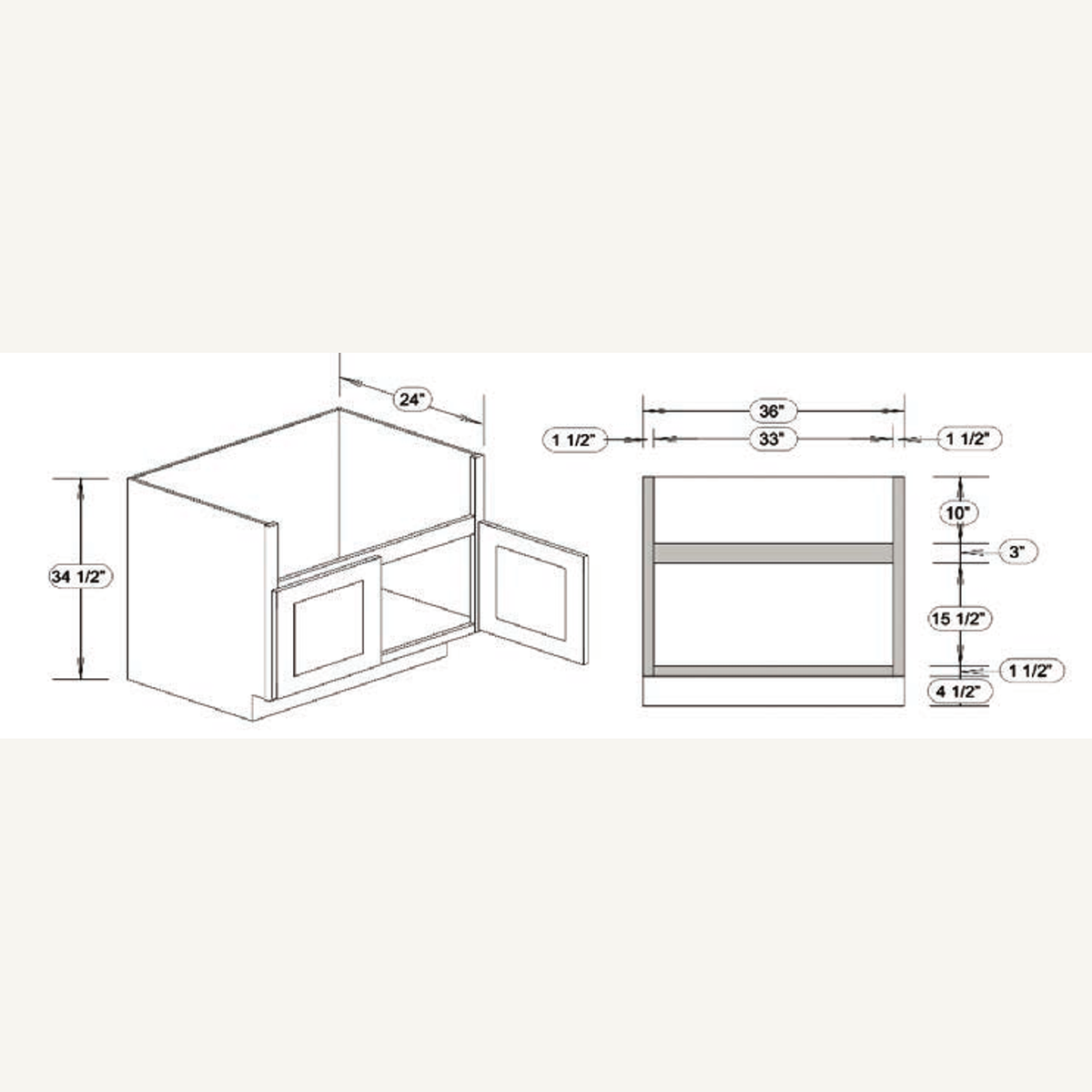 FSM36 — 36” Farm House Sink Base | Grey Shaker - cabinet type illustration