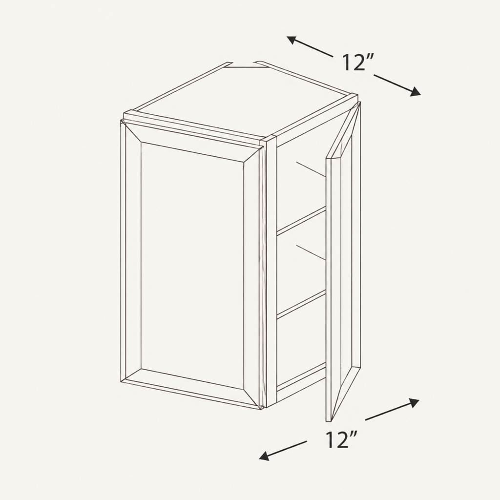 WEC1242 — 12x42 Wall End Cabinet | White Shaker - enlarged wall end cabinet illustration