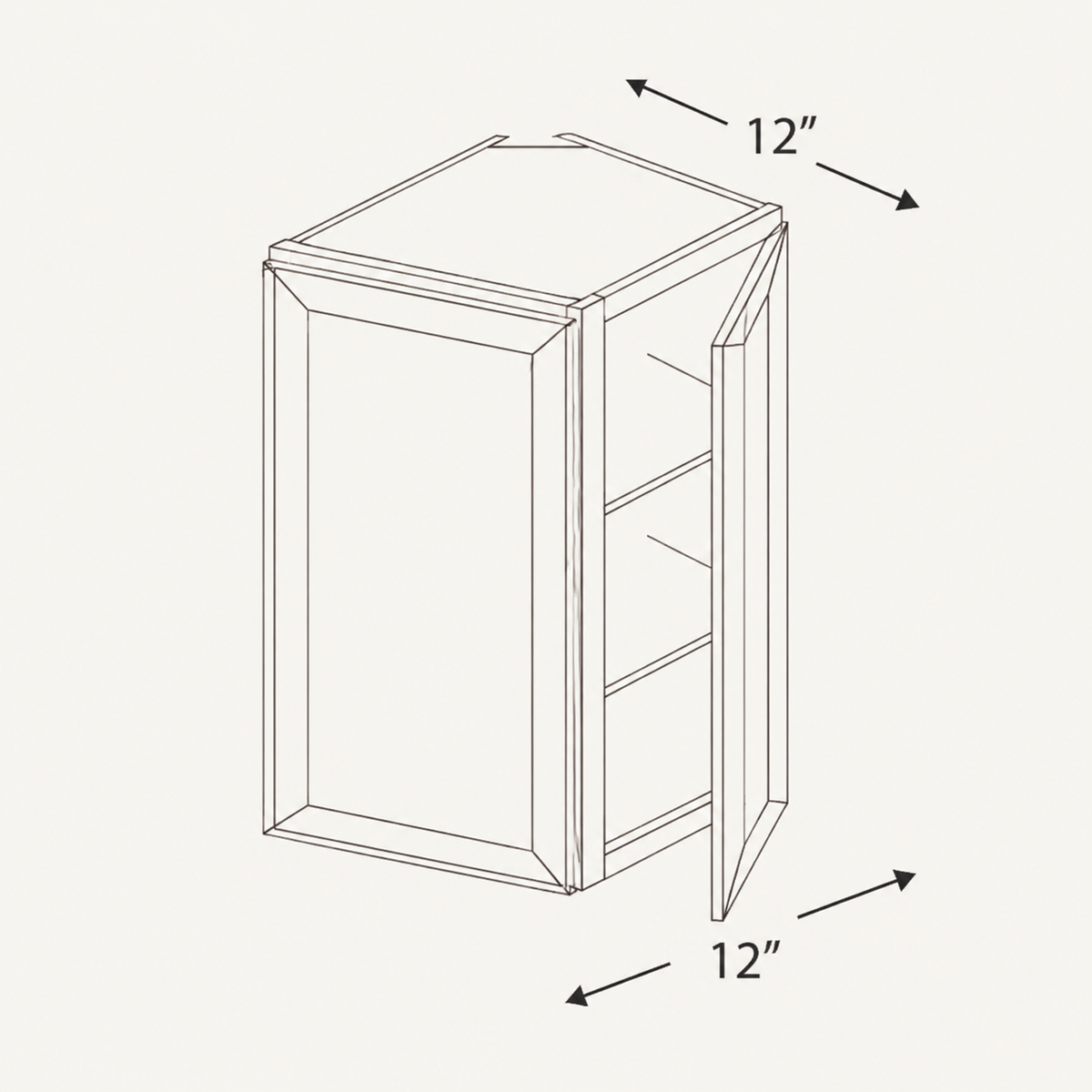 WEC1242 — 12x42 Wall End Cabinet | White Shaker - enlarged wall end cabinet illustration