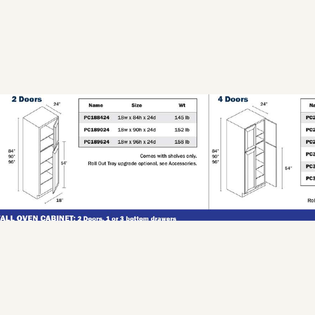 PC309624 — 30x96x24 Pantry Cabinet Complete Cabinet | Grey Shaker - cabinet type illustration