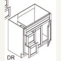 VSD3621DR — 36x21 Vanity base Combo Drawers Right | Grey Shaker - cabinet type illustration
