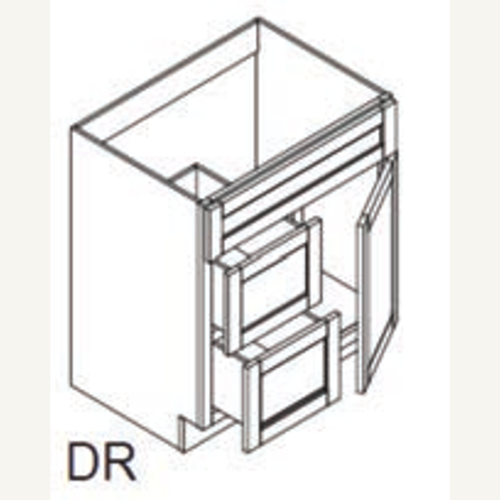 VSD6021DD — 60x21 Vanity Sink Base Combo - Double Sink | Grey Shaker - cabinet type illustration