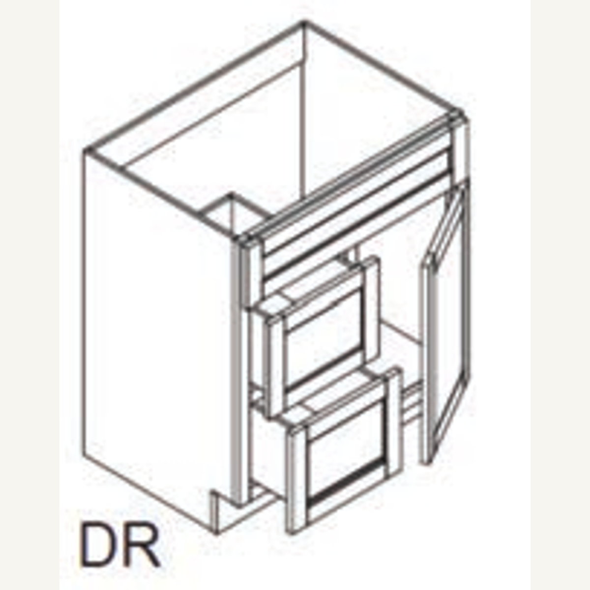 VSD6021DD — 60x21 Vanity Sink Base Combo - Double Sink | Grey Shaker - cabinet type illustration