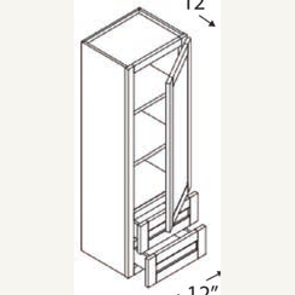 DV1245 — 12”x45” Vanity Towel Cabinet | Grey Shaker - cabinet type illustration