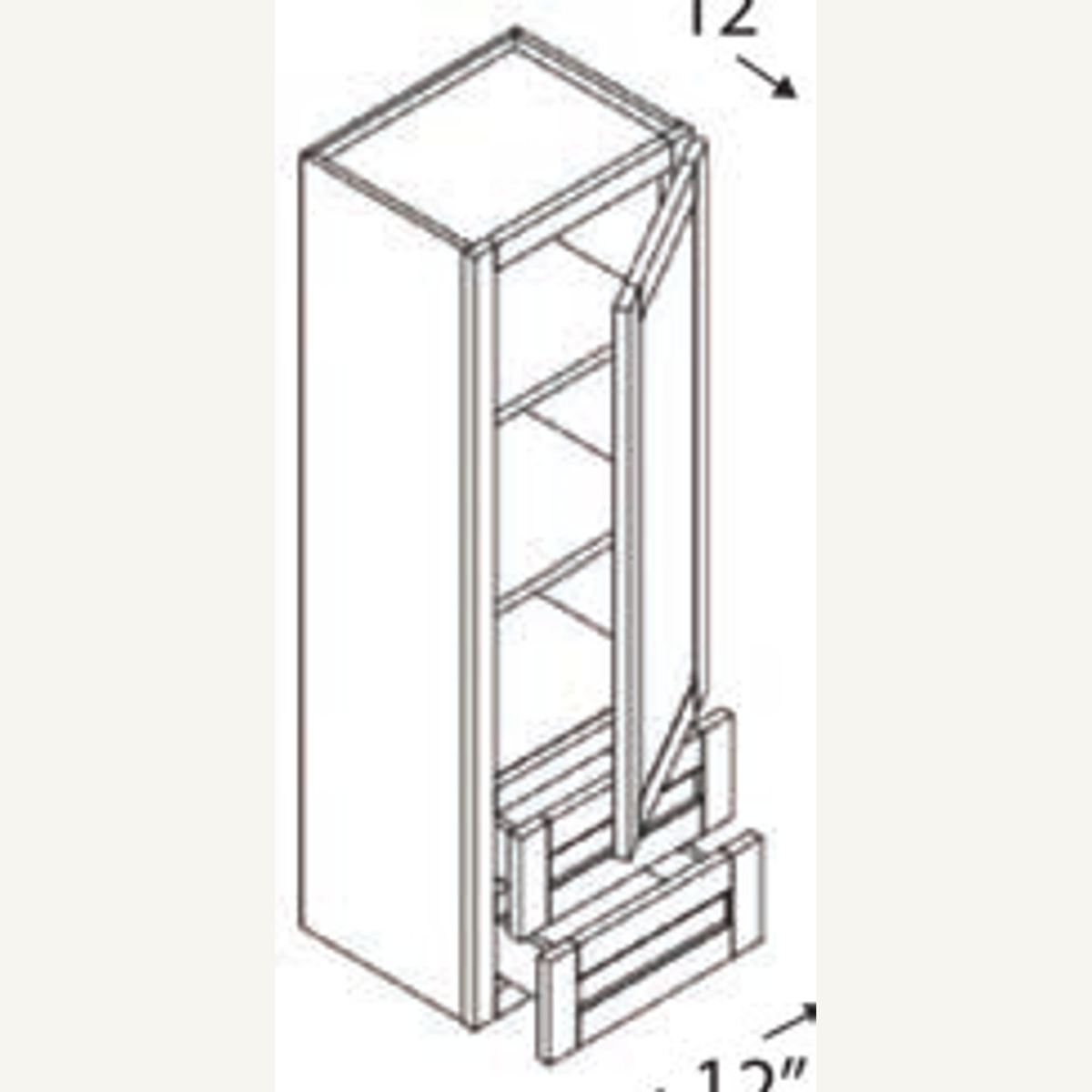 DV1245 — 12”x45” Vanity Towel Cabinet | Grey Shaker - cabinet type illustration