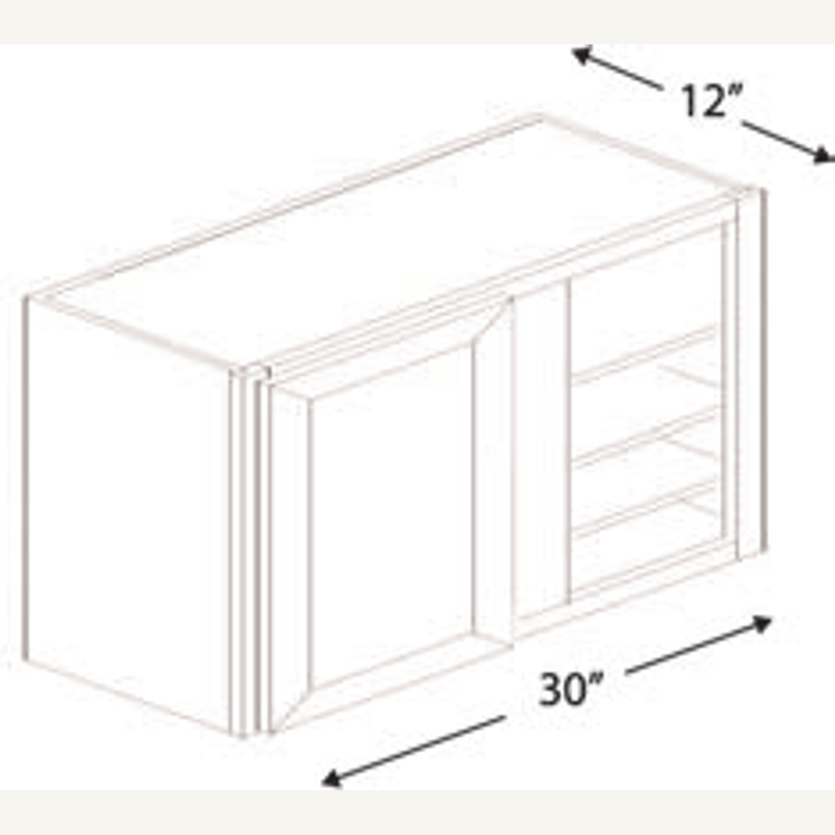 WBC3042-R — 30x42 Wall Blind Corner Cabinet — Right | Grey Shaker - cabinet type illustration