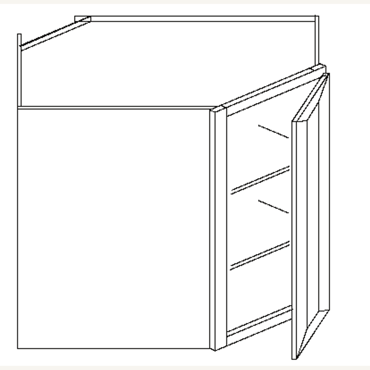 WDC274215 — 27x42x15 Wall Diagonal Corner Cabinet | Grey Shaker - cabinet type illustration