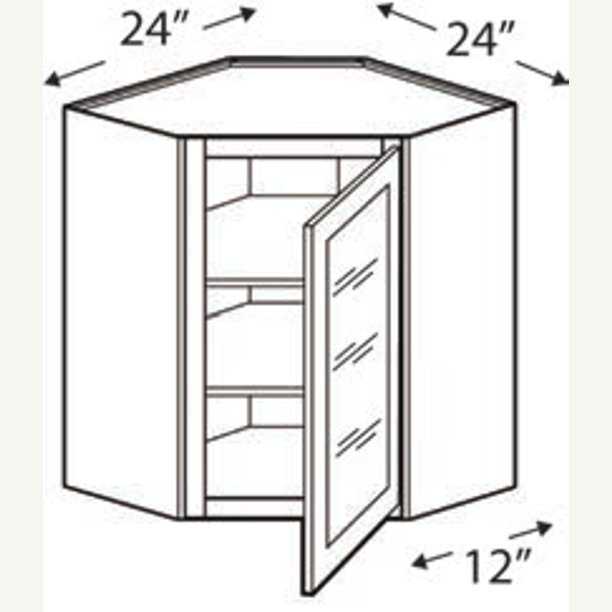 WDC2442GD — 24x42 Wall Diagonal Glass Door* | Grey Shaker - cabinet type illustration