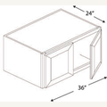 W362424 — 36x24x24 Wall Cabinet | Grey Shaker - cabinet type illustration