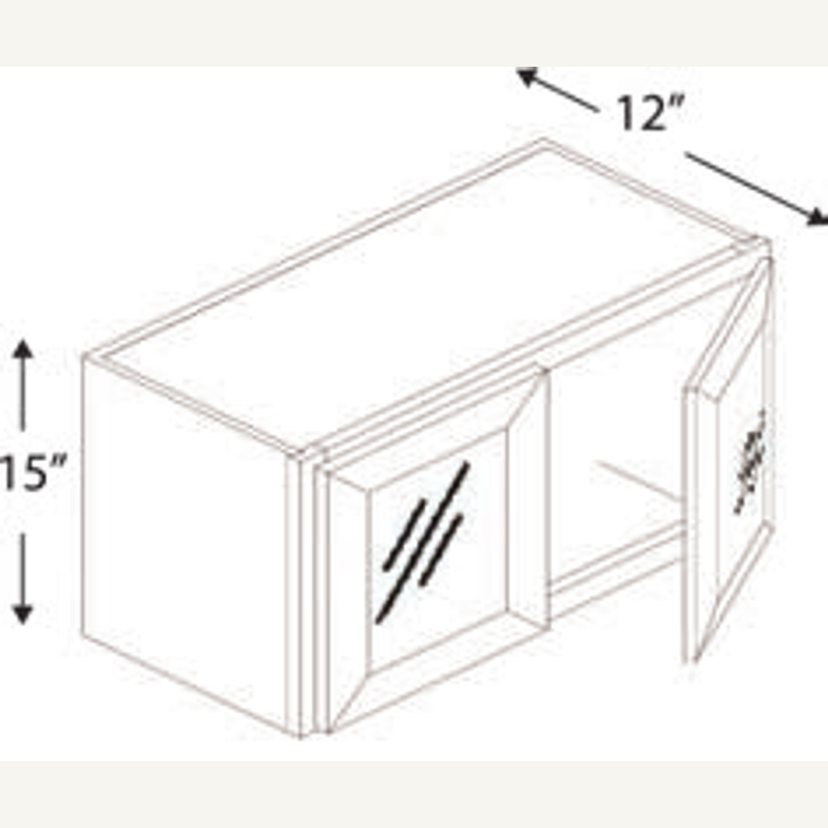 W3615GD — 36x15 Wall Cabinet Glass Door* | Grey Shaker - cabinet type illustration